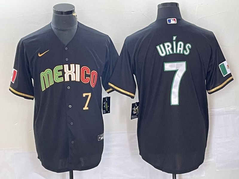 Men 2023 World Cub Mexico 7 Urias Black Nike MLB Jersey style 91824